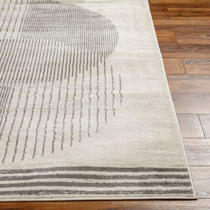 Livabliss Floransa Turkish Machine Woven Polypropylene Rug Minimalist Geometric Entryway Accent Cream, Charcoal 7'10" x 7'10" FSA2377-710RD