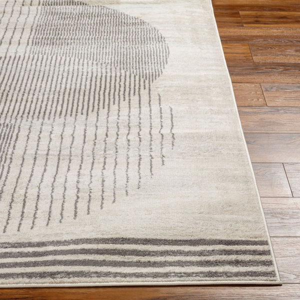 Livabliss Floransa Turkish Machine Woven Polypropylene Rug Minimalist Geometric Entryway Accent Cream, Charcoal 7'10" x 7'10" FSA2377-710RD