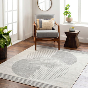 Livabliss Floransa Turkish Machine Woven Polypropylene Rug Minimalist Geometric Entryway Accent Cream, Charcoal 8'11" x 12'4" FSA2377-811123