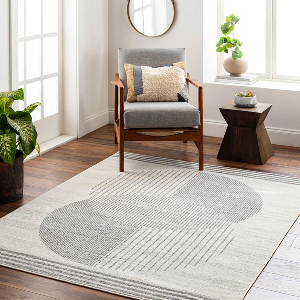 Livabliss Floransa Turkish Machine Woven Polypropylene Rug Minimalist Geometric Entryway Accent Cream, Charcoal 8'11" x 12'4" FSA2377-811123