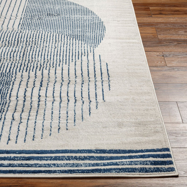 Livabliss Floransa Geometric Polypropylene Runner Rug for Hallways and Entryways Turkish Woven Cream, Dark Blu 7'10" x 7'10" Square FSA2379-710SQ