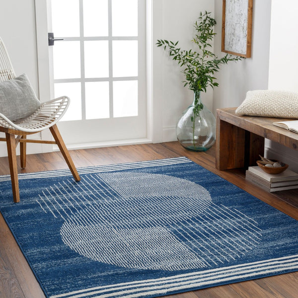 Livabliss Floransa Geometric Turkish Polypropylene Accent Rug for Entryways and Modern Interiors Dark Blue, Crea 7'10" x 7'10" FSA2380-710RD