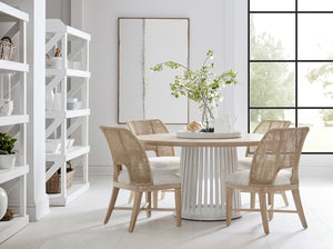 A.R.T. Furniture Post Round Dining Table - Chestnut & White, Stylish Slatted Base, Comfortably Seats 6 For Any Meal Light Brown, White Ash & Pine Solid,Plank,Effect Flakey Oak And Birch Veneer 288226-2655