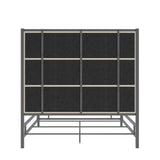 Homelegance By Top-Line Marcel Black Nickel Canopy Bed with Linen Panel Headboard Black Nickel Metal