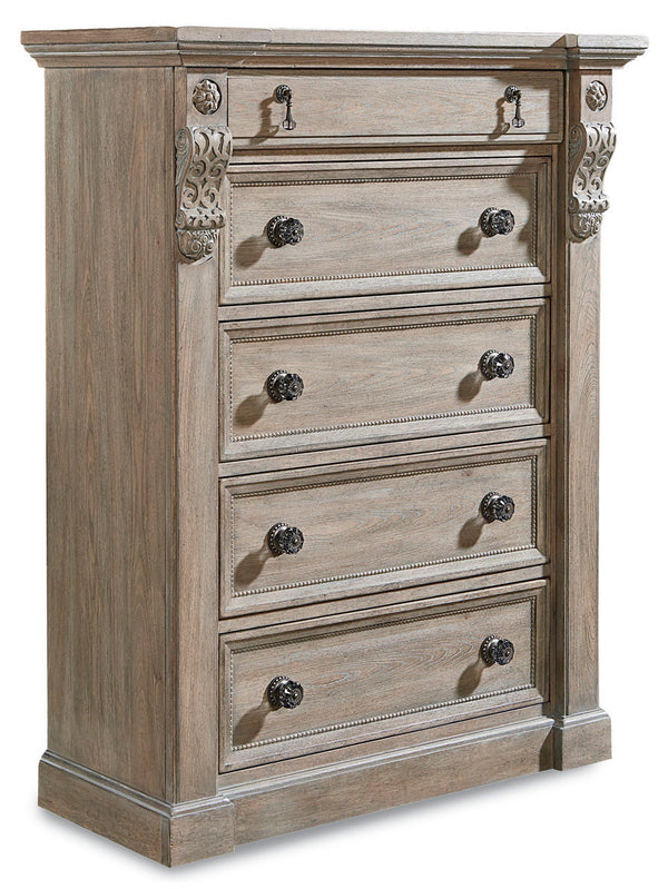 A.R.T. Furniture Arch Jackson Drawer Chest - New Traditional Elm & Parrawood Storage With Cedar-lined Drawers, Parch Finish Brown, Gray Elm And Parrawood Solids,Cathedral Elm Veneers,Metal,Acrylic 233150-2802