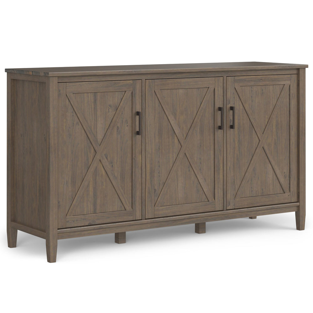 English Elm Ela Wide Storage Cabinet in Smoky Brown – Handcrafted Solid Wood, 3 Shaker Doors, Adjustable Shelves, 60" B136P158608