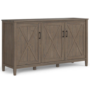 English Elm Ela Wide Storage Cabinet in Smoky Brown – Handcrafted Solid Wood, 3 Shaker Doors, Adjustable Shelves, 60" B136P158608