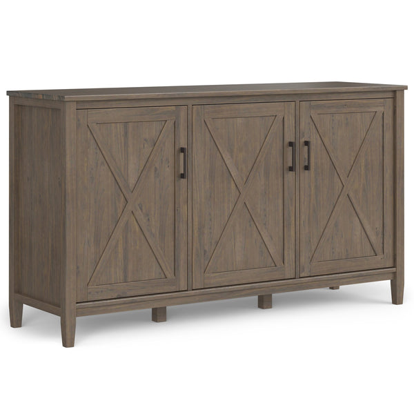 English Elm Ela Wide Storage Cabinet in Smoky Brown – Handcrafted Solid Wood, 3 Shaker Doors, Adjustable Shelves, 60" B136P158608