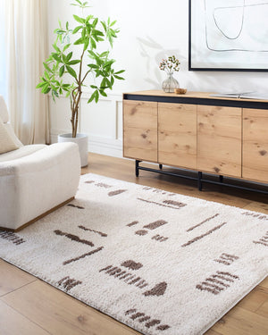 Livabliss Fossay Plush Polyester Shag Rug for Modern Bedroom or Home Office Soft High Pile Light Beige, Da 2'7" x 7'3" FSG2300-2773