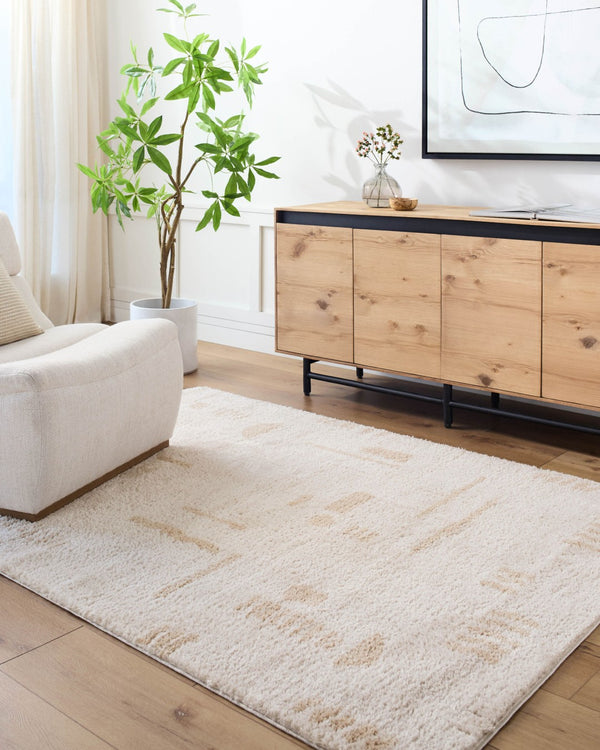 Livabliss Fossay High Pile Polyester Shag Rug Turkish Woven Plush Accent for Modern Interiors Light Beige, Be 2'7" x 7'3" FSG2301-2773