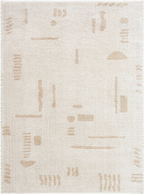 Livabliss Fossay High Pile Polyester Shag Rug Turkish Woven Plush Accent for Modern Interiors Light Beige, Be 2' x 2'11" FSG2301-2211