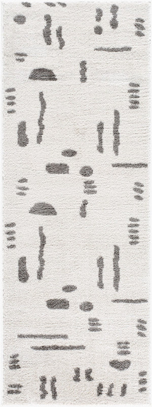 Livabliss Fossay Shag Polyester Rug Machine Woven High Pile Minimalist Modern Accent Light Beige, Ch 2'7" x 7'3" FSG2303-2773