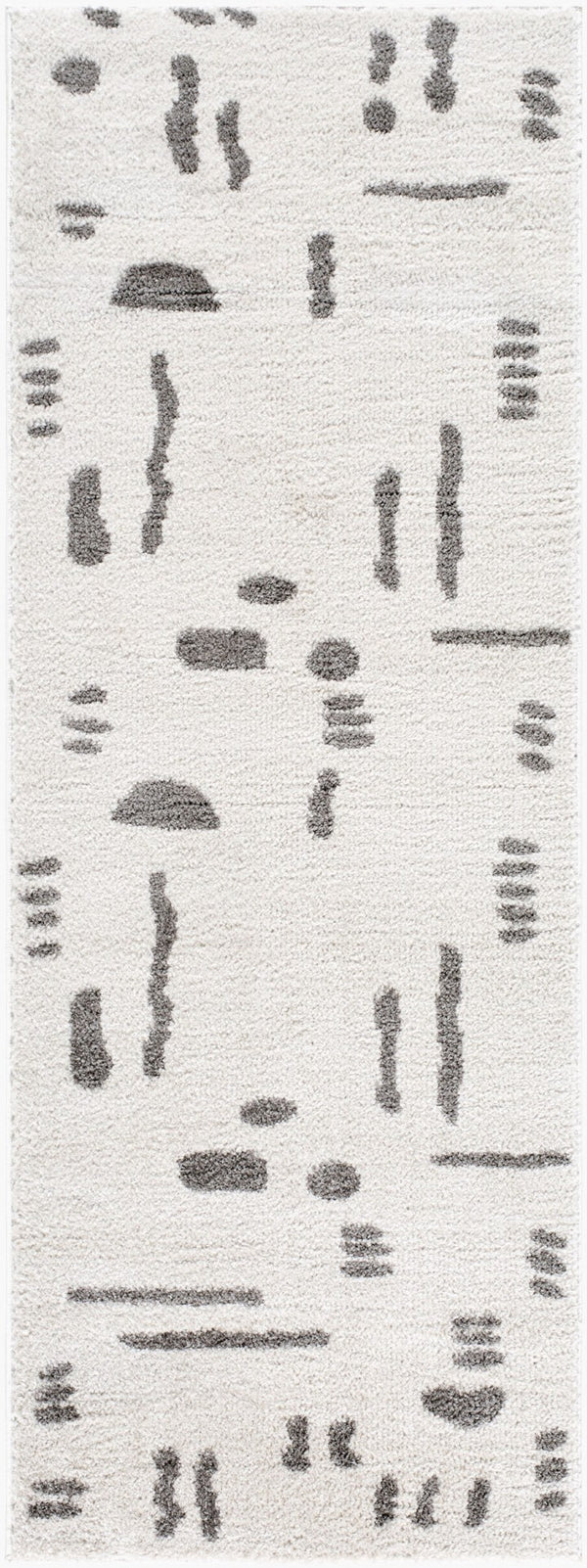 Livabliss Fossay Shag Polyester Rug Machine Woven High Pile Minimalist Modern Accent Light Beige, Ch 2'7" x 7'3" FSG2303-2773