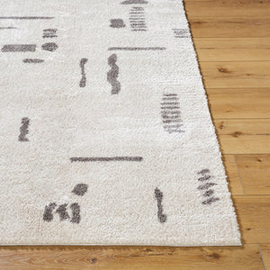 Livabliss Fossay Shag Polyester Rug Machine Woven High Pile Minimalist Modern Accent Light Beige, Ch 2' x 2'11" FSG2303-2211