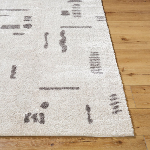 Livabliss Fossay Shag Polyester Rug Machine Woven High Pile Minimalist Modern Accent Light Beige, Ch 2' x 2'11" FSG2303-2211