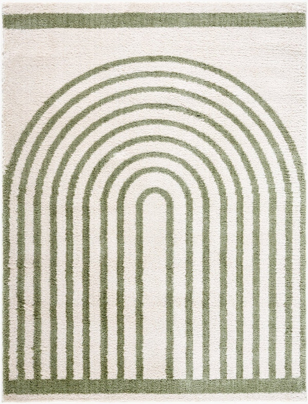 Livabliss Fossay Plush Polyester Shag Rug Art Deco Style Machine Woven Entryway Accent Light Beige, Gr 7'10" x 10' FSG2312-71010