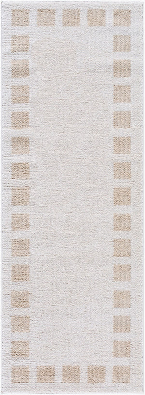 Livabliss Fossay Plush Polyester Shag Rug Art Deco Geometric Pattern Turkish Woven Accent Light Beige, Be 2'7" x 7'3" FSG2314-2773