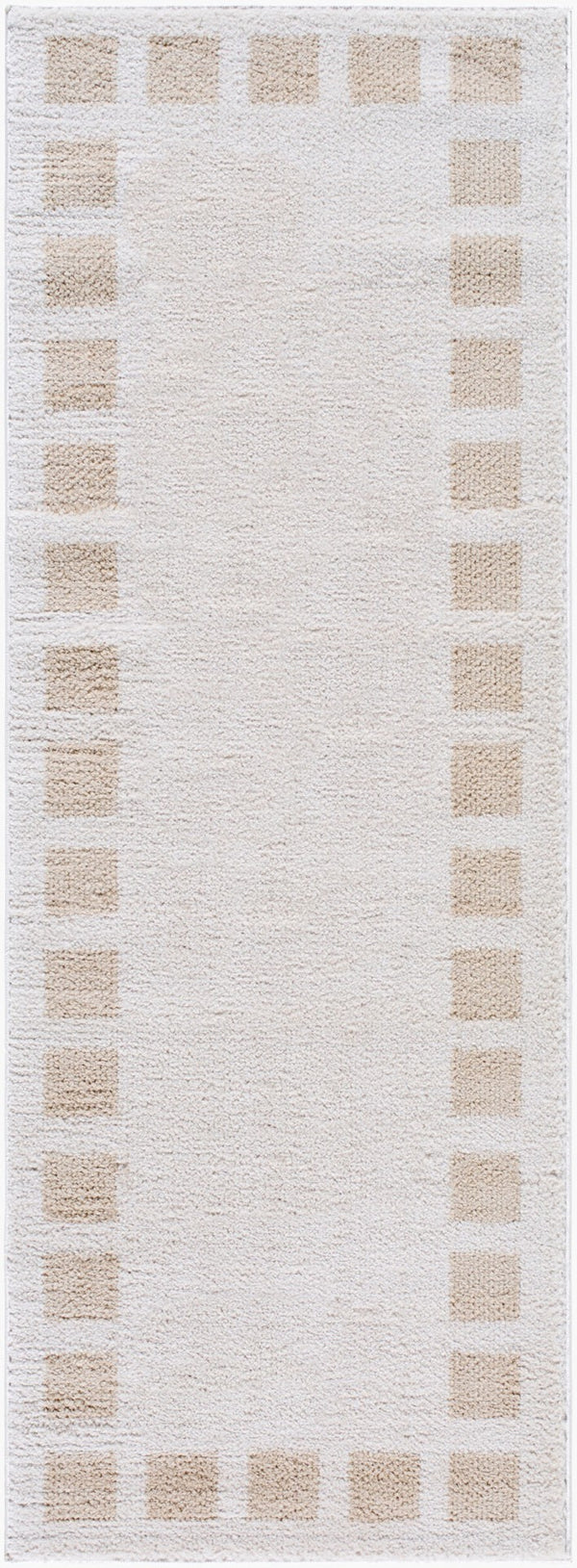 Livabliss Fossay Plush Polyester Shag Rug Art Deco Geometric Pattern Turkish Woven Accent Light Beige, Be 2'7" x 7'3" FSG2314-2773