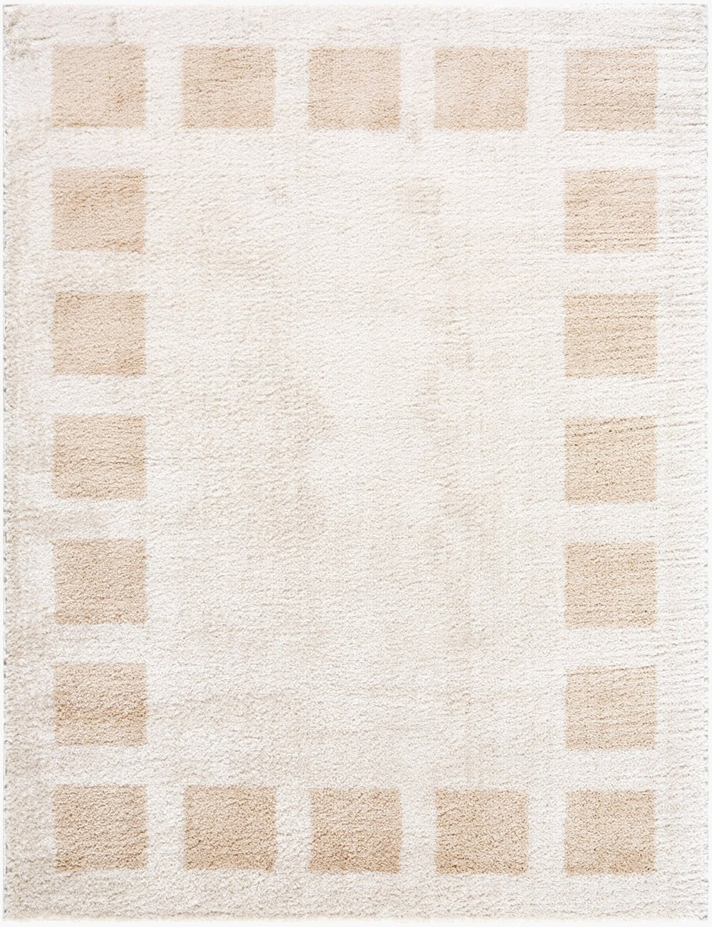 Livabliss Fossay Plush Polyester Shag Rug Art Deco Geometric Pattern Turkish Woven Accent Light Beige, Be 7'10" x 10' FSG2314-71010