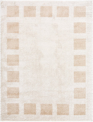 Livabliss Fossay Plush Polyester Shag Rug Art Deco Geometric Pattern Turkish Woven Accent Light Beige, Be 7'10" x 10' FSG2314-71010