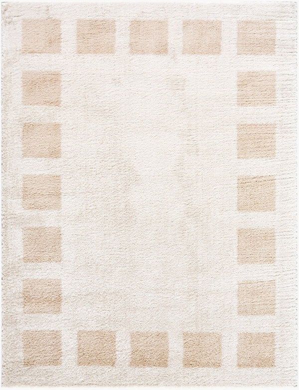 Livabliss Fossay Plush Polyester Shag Rug Art Deco Geometric Pattern Turkish Woven Accent Light Beige, Be 7'10" x 10' FSG2314-71010