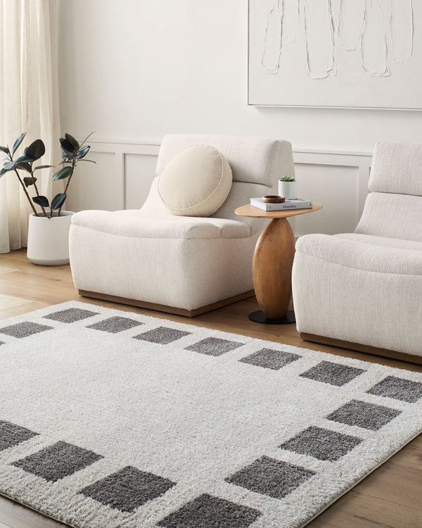 Livabliss Fossay Art Deco High Pile Shag Rug Turkish Woven Polyester for Bedroom or Reading Nook Light Beige, Ch 2'7" x 7'3" FSG2316-2773