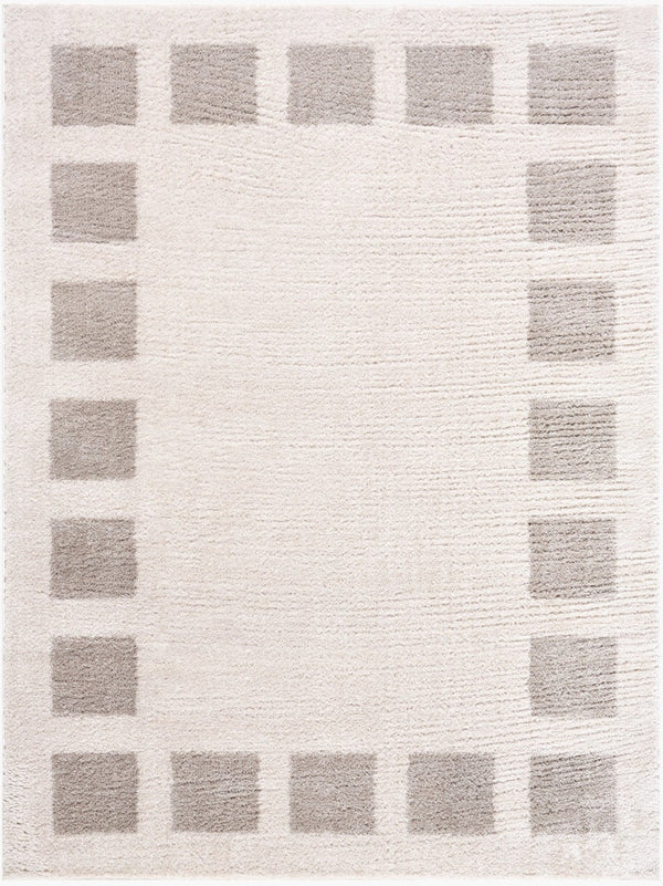 Livabliss Fossay Art Deco High Pile Shag Rug Plush Polyester Accent for Entryway or Bedside Light Beige, Me 5'3" x 7' FSG2317-537