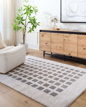 Livabliss Fossay Art Deco Shag Rug Plush Polyester High Pile Accent for Entryway Floors Light Beige, Ch 2'7" x 7'3" FSG2321-2773