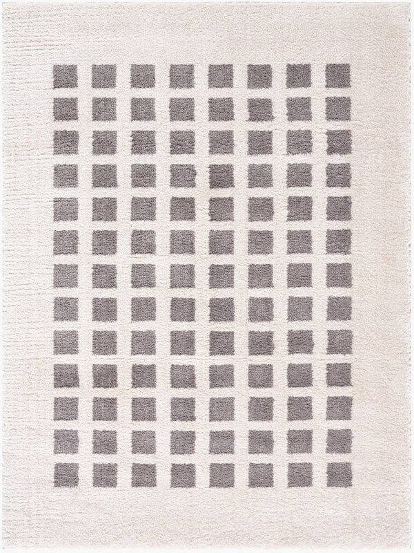 Livabliss Fossay Art Deco Shag Rug Plush Polyester High Pile Accent for Entryway Floors Light Beige, Ch 5'3" x 7' FSG2321-537