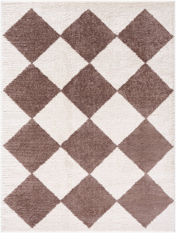 Livabliss Fossay Plush Polyester Shag Rug Art Deco Machine Woven Soft High Pile Floor Accent Light Beige, Da 6'7" x 9' FSG2323-679