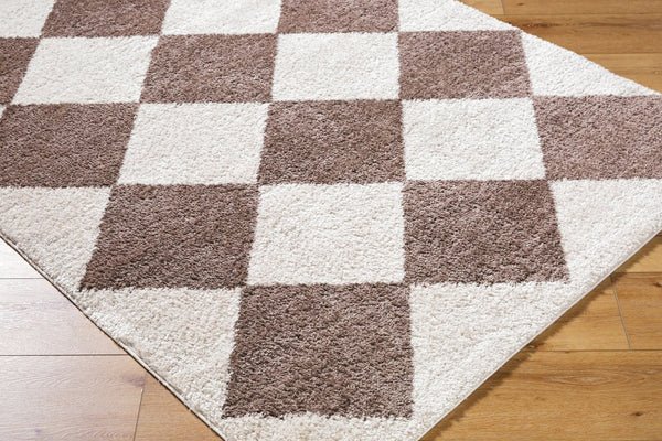 Livabliss Fossay Plush Polyester Shag Rug Art Deco Machine Woven Soft High Pile Floor Accent Light Beige, Da 6'7" x 9' FSG2323-679