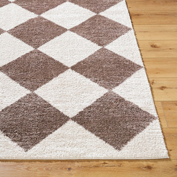 Livabliss Fossay Plush Polyester Shag Rug Art Deco Machine Woven Soft High Pile Floor Accent Light Beige, Da 6'7" x 9' FSG2323-679