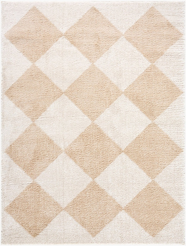 Livabliss Fossay Art Deco High Pile Shag Polyester Rug for Entryways and Cozy Reading Nooks Light Beige, Be 2' x 2'11" FSG2324-2211