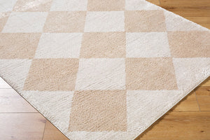 Livabliss Fossay Art Deco High Pile Shag Polyester Rug for Entryways and Cozy Reading Nooks Light Beige, Be 2' x 2'11" FSG2324-2211