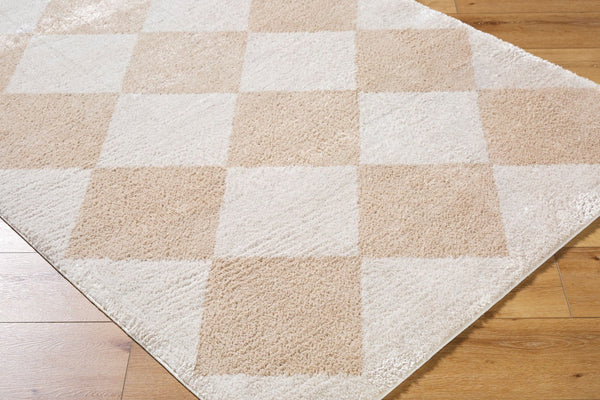 Livabliss Fossay Art Deco High Pile Shag Polyester Rug for Entryways and Cozy Reading Nooks Light Beige, Be 2' x 2'11" FSG2324-2211