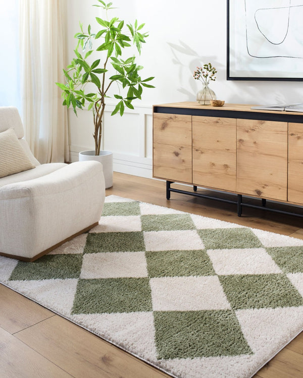 Livabliss Fossay Art Deco Shag Area Rug Plush Polyester Pile Woven in Turkey for Modern Rooms Light Beige, Gr 7'10" x 10' FSG2325-71010