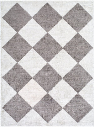 Livabliss Fossay Art Deco Plush Polyester Shag Rug Soft High Pile Accent for Bedroom or Office Light Beige, Ch 5'3" x 7' FSG2326-537