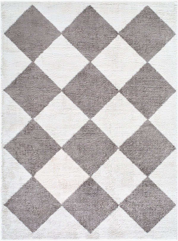 Livabliss Fossay Art Deco Plush Polyester Shag Rug Soft High Pile Accent for Bedroom or Office Light Beige, Ch 5'3" x 7' FSG2326-537