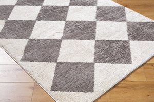 Livabliss Fossay Art Deco Plush Polyester Shag Rug Soft High Pile Accent for Bedroom or Office Light Beige, Ch 5'3" x 7' FSG2326-537
