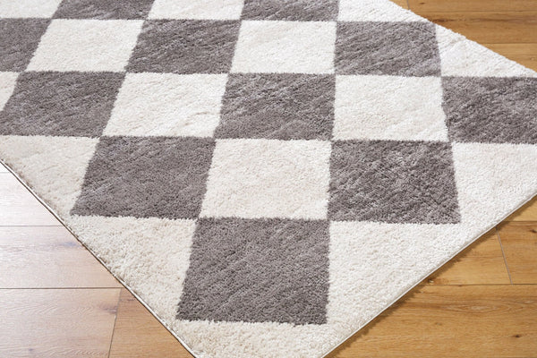 Livabliss Fossay Art Deco Plush Polyester Shag Rug Soft High Pile Accent for Bedroom or Office Light Beige, Ch 5'3" x 7' FSG2326-537