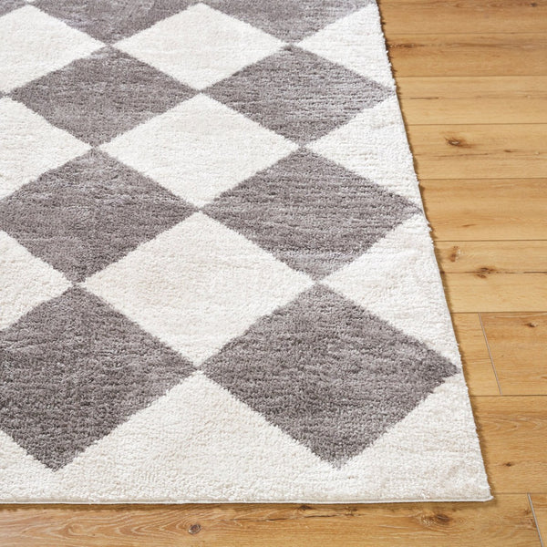 Livabliss Fossay Art Deco Plush Polyester Shag Rug Soft High Pile Accent for Bedroom or Office Light Beige, Ch 5'3" x 7' FSG2326-537