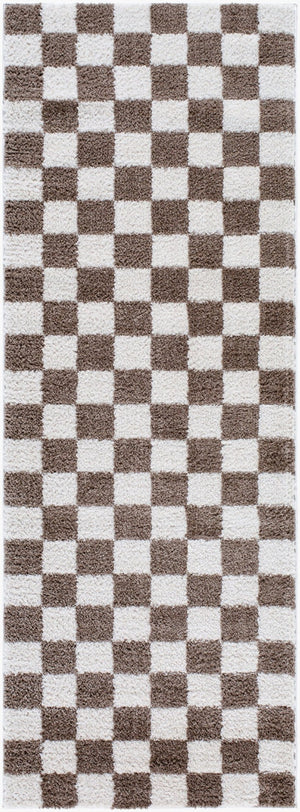 Livabliss Fossay Art Deco High Pile Polyester Shag Rug Woven in Turkey for Entryways Light Beige, Da 2'7" x 7'3" FSG2328-2773