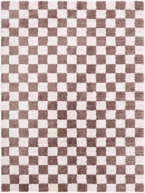 Livabliss Fossay Art Deco High Pile Polyester Shag Rug Woven in Turkey for Entryways Light Beige, Da 5'3" x 7' FSG2328-537