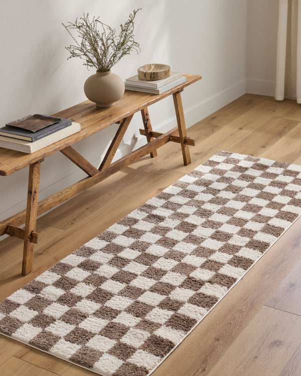Livabliss Fossay Art Deco High Pile Polyester Shag Rug Woven in Turkey for Entryways Light Beige, Da 5'3" x 7' FSG2328-537