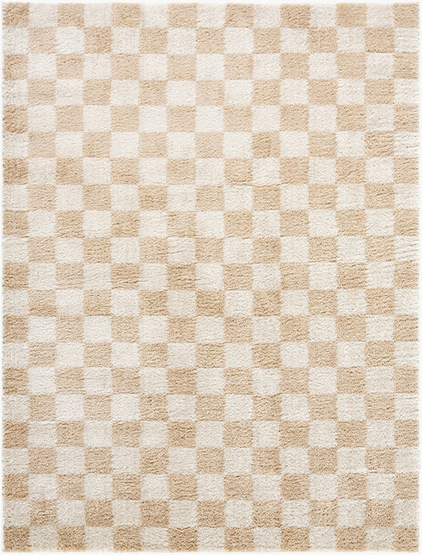 Livabliss Fossay Art Deco Shag Rug Soft Polyester Pile Machine Woven Accent for Any Room Light Beige, Be 7'10" x 10' FSG2329-71010