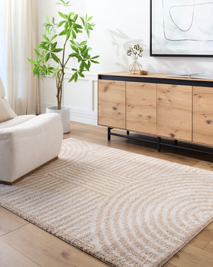 Livabliss Fossay Art Deco High Pile Shag Rug Machine Woven Polyester for Bedroom or Entryway Light Beige, Be 2'7" x 7'3" FSG2332-2773