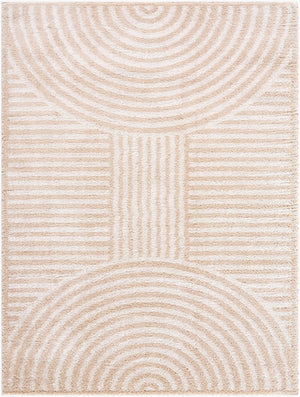 Livabliss Fossay Art Deco High Pile Shag Rug Machine Woven Polyester for Bedroom or Entryway Light Beige, Be 7'10" x 10' FSG2332-71010