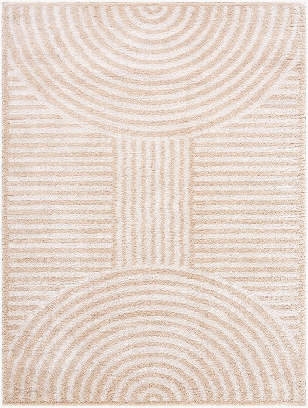 Livabliss Fossay Art Deco High Pile Shag Rug Machine Woven Polyester for Bedroom or Entryway Light Beige, Be 7'10" x 10' FSG2332-71010