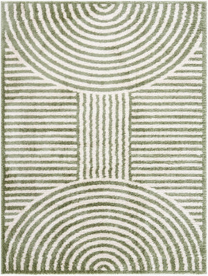 Livabliss Fossay Shag Polyester Area Rug Art Deco Plush Pile for Bedroom or Entryway Light Beige, Gr 5'3" x 7' FSG2333-537