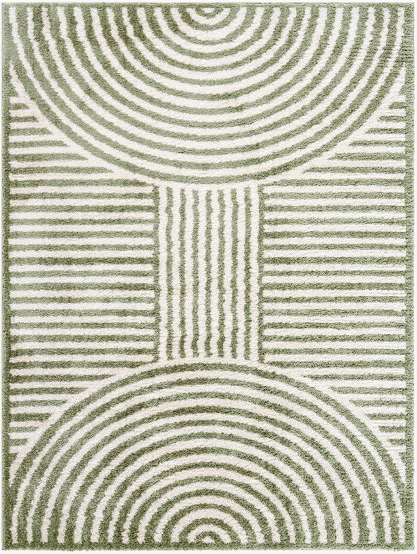 Livabliss Fossay Shag Polyester Area Rug Art Deco Plush Pile for Bedroom or Entryway Light Beige, Gr 5'3" x 7' FSG2333-537
